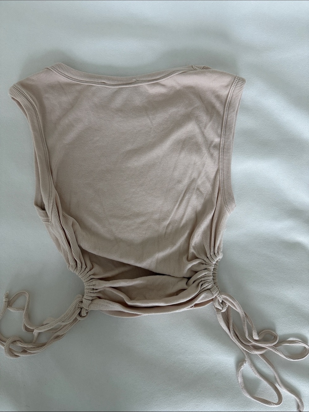 Sleeveless Ruched Drawstring Tank Top - Beige - Picture 4 of 4